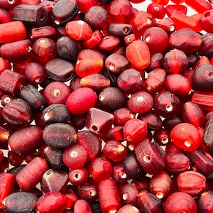 50g Vintage Red Sea Glass Beads: Matte Assorted Jewelry Supplies