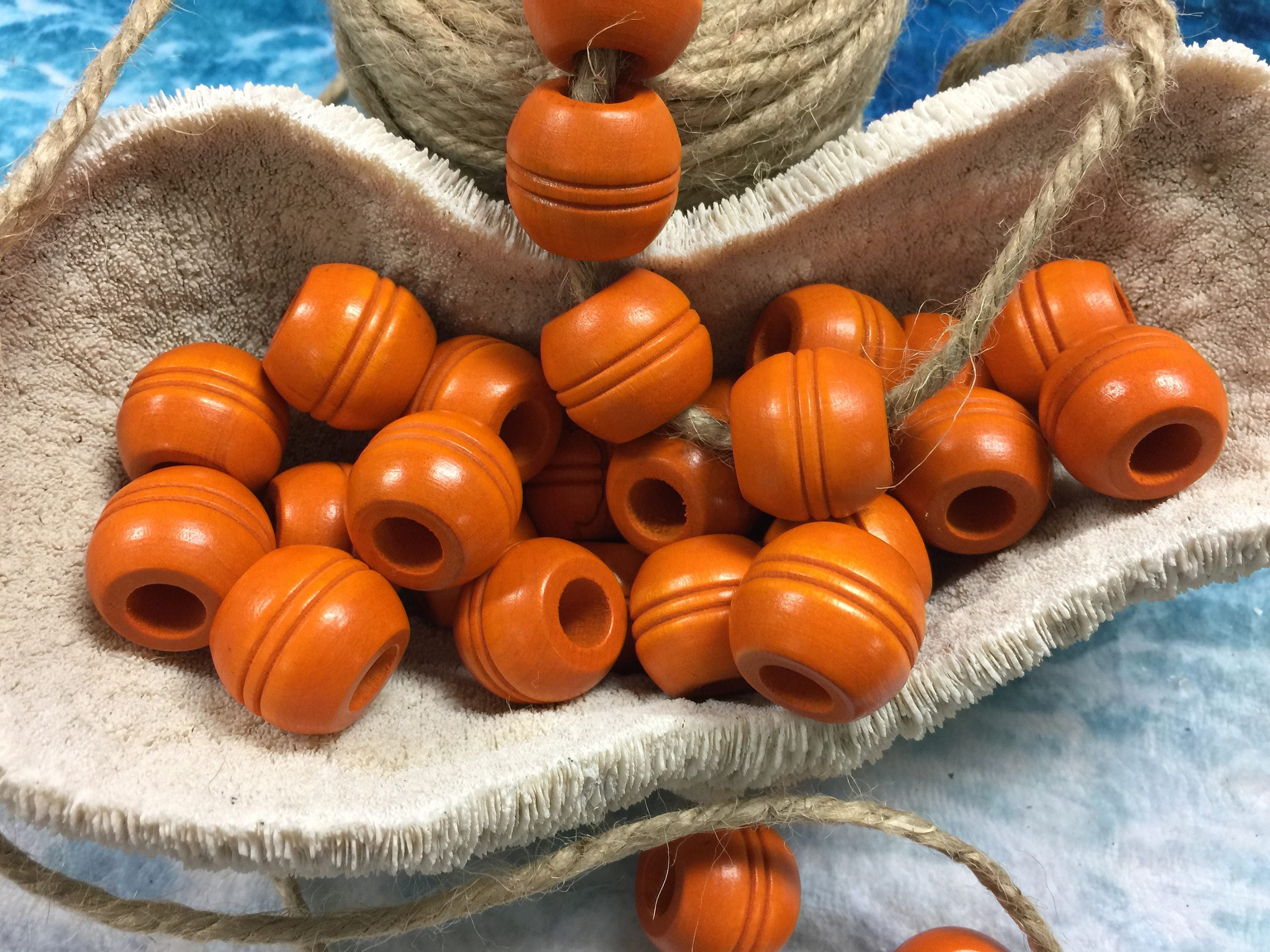 VINTAGE 1970 s 9pc Large Orange Macrame Wood Beads Macrame Beads wood Beads Orange Beads New Old Stock.d613601037 Etsy