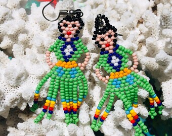 JEWELRY : Pendientes de la dama mexicana / pendientes con cuentas / pendientes de fiesta / joyería frida / pendientes con cuentas de borla . •B7-67-00495