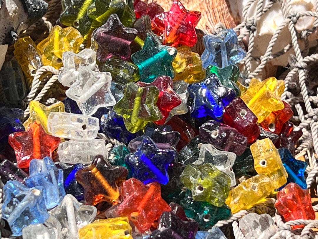 SUPPLY 25 Vintage Glass Star Beads Mix Color Glass Beads.q31604002317