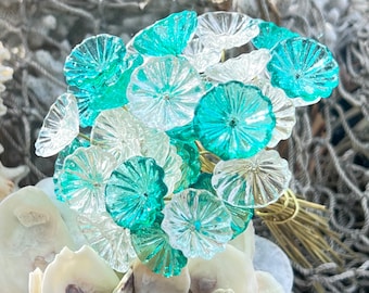 8 pc Mix Glass Flower Headpins-Glass Headpins - Millinery - Flower Beads - Handcrafted - Brass Wire.{Z3-3066#5172}