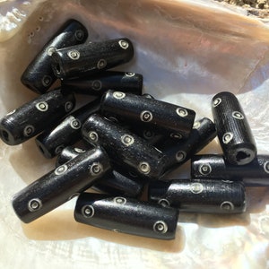 10pc Carved Tibetan Eye Barrel Tube Bone Beads /Dot  Beads /Jewelry / Buddha Eye Bone Beads/Carved Bone/Black Bone.{F9-227#001510}