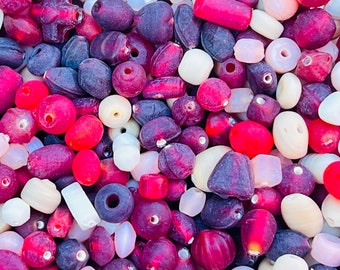 50g Vintage Red Sea Glass Beads: Matte Assorted Jewelry Supplies