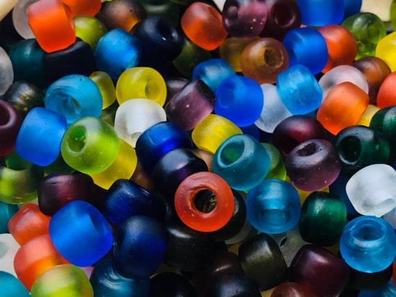 Lot De 50 Perles Vintage En Verre - Disques Noirs Mats Artisanaux - Inde 1980