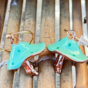Mushroom Drop Earrings: Enchanted Forest Dangles