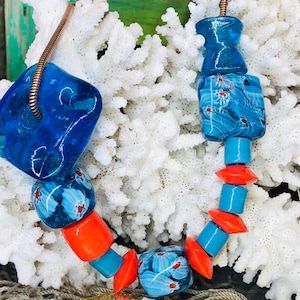 14pc Vintage Millefiori, Glass Bead/ Large Hole Large Bead / Macrame Beads.  {}G2-1585#01968