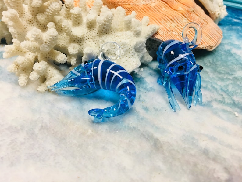 SUPPLY: Hand Blown Glass Shrimp Pendant / Sea Animal Murano | Etsy