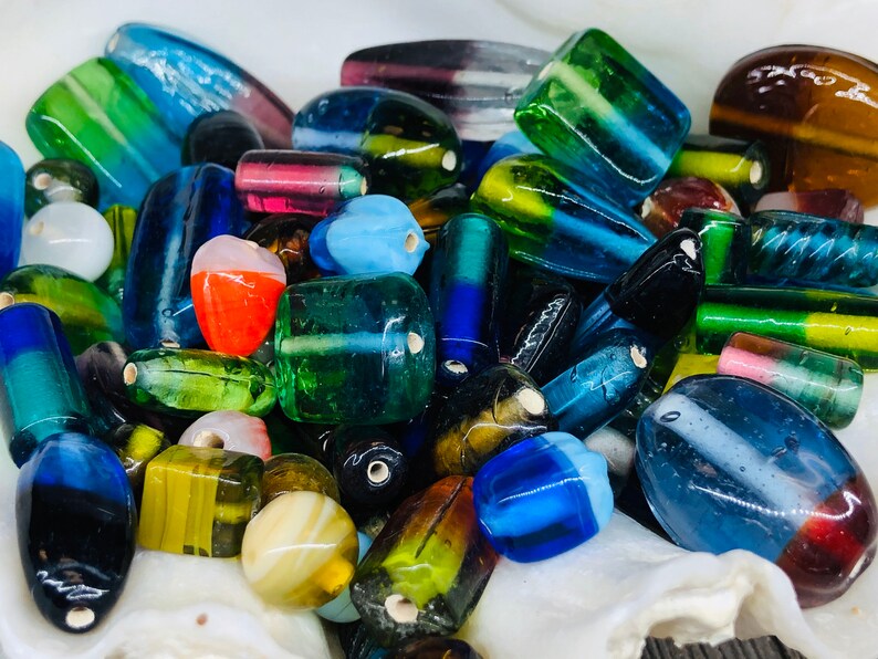 VINTAGE 50 Glass Bead Assortment / Two Tone Glass Beads / Etsy