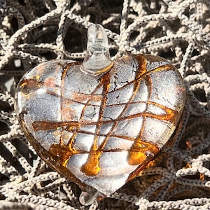 Love Heart Lampwork Pendant / Glass Heart  / Heart Charm /Blown Glass Pendant / 44x49x10mm. {N6-1553#01705}
