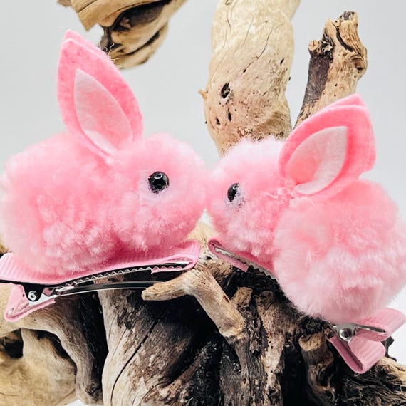 Fluffy Plush Easter Bunny Hair Clips: 3D Rabbit Design, 2pcs - Etsy