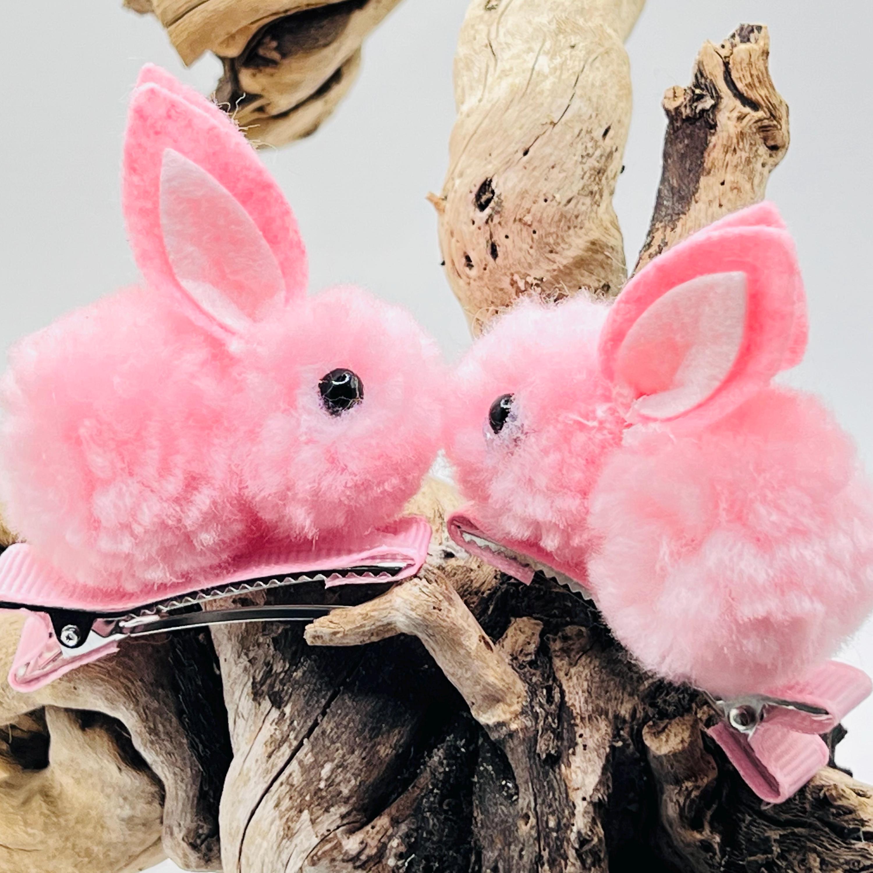 Bunny＆Chick Festival ヘアクリップピンク、アンブレラサックス 3pc Hair Clip Set - Cookie Bunny Bloom – puttisu-usa