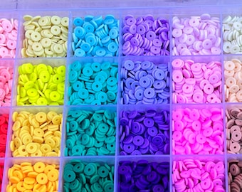 24 Color Polymer Clay Heishi Beads: Bracelet Making Supplies