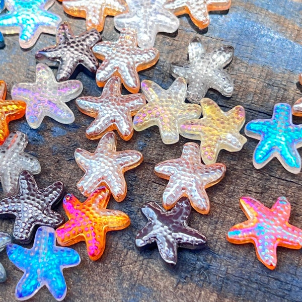 25pcs 14MM Electroplated Starfish Mixed Color Crystal Glass Beads DIY Artificial Jewelry Accessories Earrings Bracelet Necklace