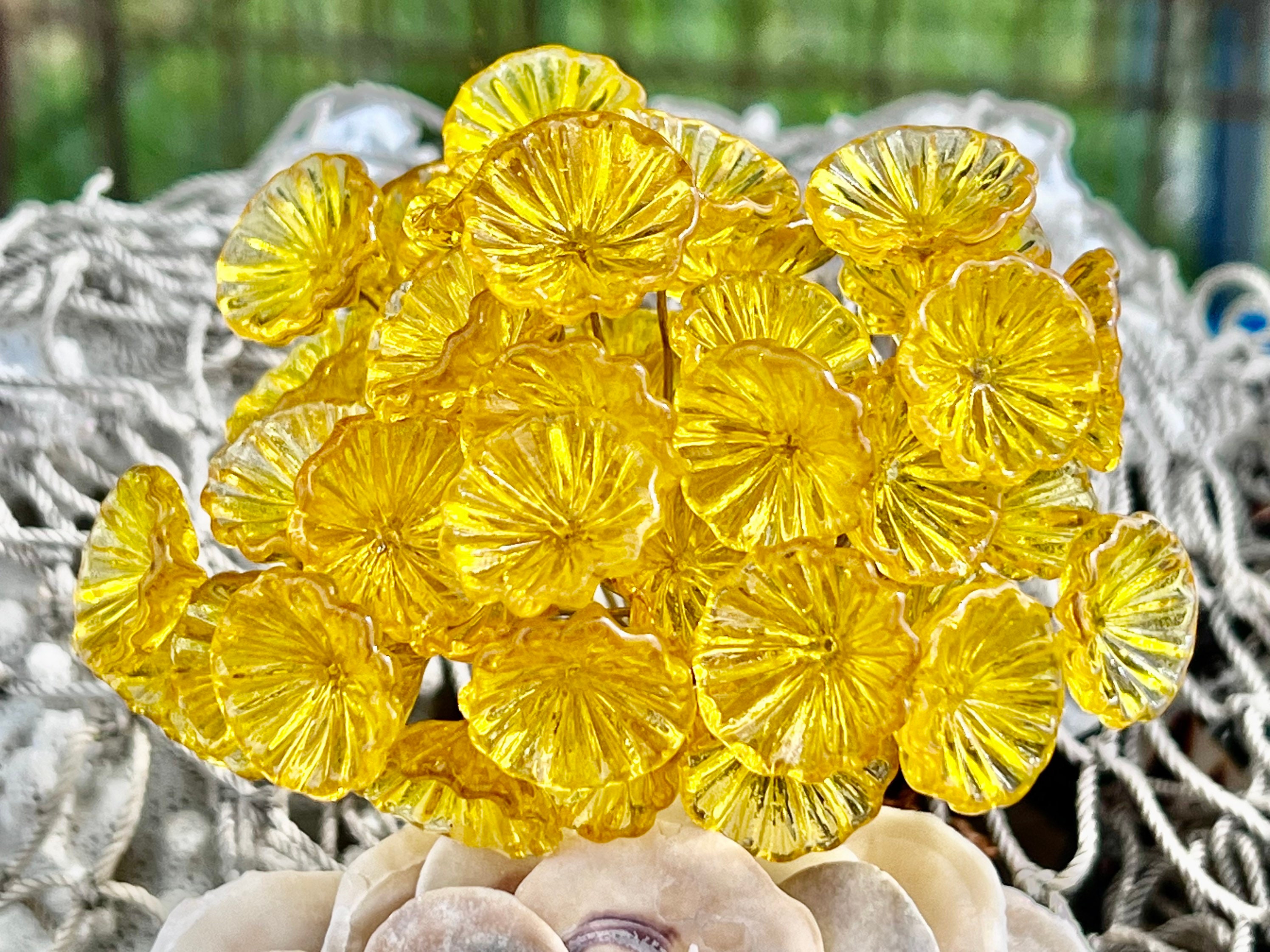 コレクション heapin 8pc Mix Clear Yellow Glass Flower Headpins-glass Headpins