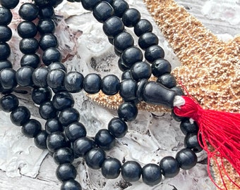 Bone Beaded Necklace/ Bones Jewelry/Bone Male Necklace Black Round 8MM 1 STRING{F9-228#001520}