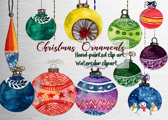 Christmas Clipart Watercolor Christmas Ball Christmas | Etsy
