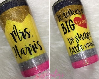 Pencil Tumbler / Personalized tumbler / Glitter tumbler / Handmade / Orzak / BUILT /  20ounce double insulated