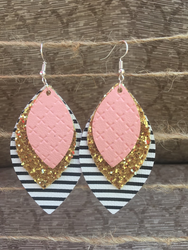 Teardrop Earrings Faux Leather Dangle Earrings Etsy