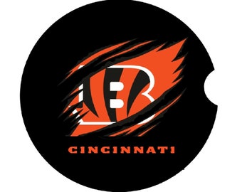 Cincinnati Bengals Car Coaster Set of 2, Ceramic Car Coaster, Car Coasters for sports fan, NFL, Gifts under 20