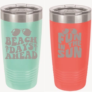 Personalized Beach Tumbler for Girls Trip Vacation Tumbler Girls Weekend Gift, 18 Different Colors