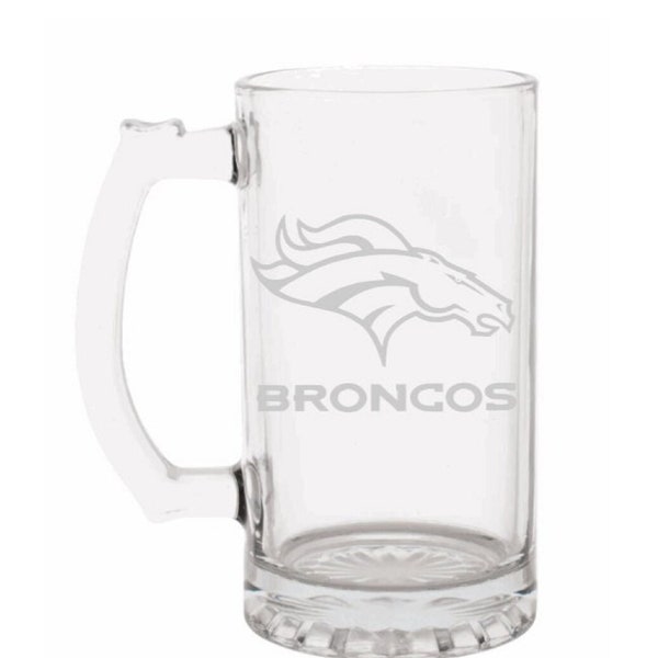 NFL Denver Broncos Engraved Beer Mug, Denver Broncos gift, Beer Mug, 16 or 26oz Engraved Beer Mug - Denver Broncos Beer Mug "With Name"