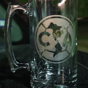 Club America Futbol Engraved Beer Mug, 16 or 26oz Engraved Beer Mug, Etched Beer Mug. Gift for Club de Fútbol América Fan,  Valentine Gift
