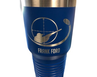 Skeet Shooting Laser Engraved Travel Mugs, 30 oz. Polar Camel Insulated Stainless Steel, Personalized Travel Mugs, Gift for skeet shooter