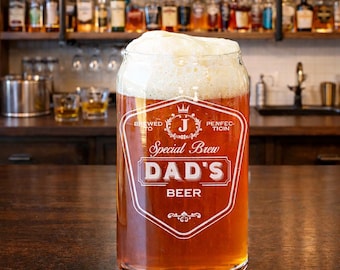 Personalized Beer Can Glass, Beer Glass, Coffee Glass, Engraved Glass For Dad, Gift for Dad, Beer Mug, Gifts for Dad, Birthday Gift for Dad