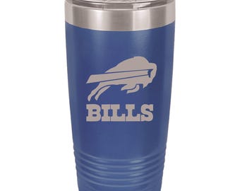 Buffalo Bills Engraved Mug, Bills gift - Laser Engraved Travel Mugs, 20 oz. Insulated Stainless Steel - Can be Personalized, Valentines gift