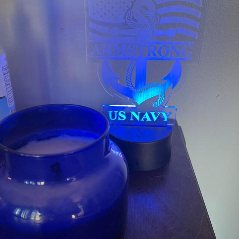 Deployment navy light, Sailor Light, Navy LED Light, Child's Personalized Acrylic LED Night Light, Custom LED Light - includes free coaster. image 4