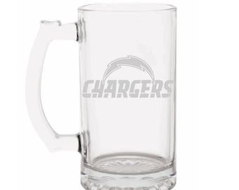 Los Angeles Chargers Engraved Beer Mug,  Beer Mug, 16 or 26oz Engraved Beer Mug, Etched Beer Mug. Gift for Chargers Fan "with name"