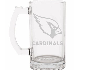 Arizona Cardinals Engraved Beer Mug, Cardinals, Beer Mug, 16 or 26oz Engraved Beer Mug, Etched Beer Mug. Gift for Cardinals Fan "with name"