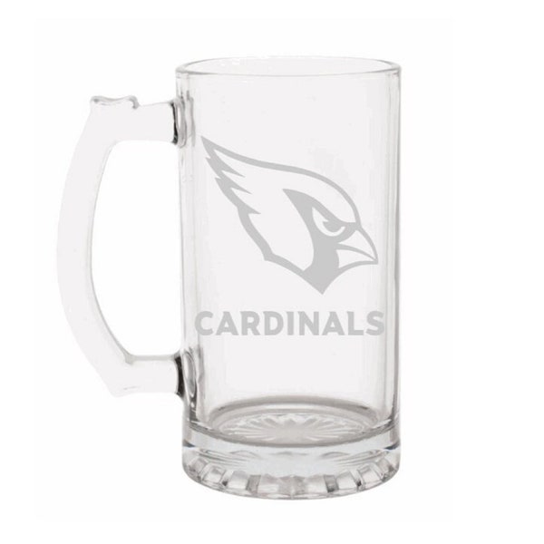 Arizona Cardinals Engraved Beer Mug, Cardinals, Beer Mug, 16 or 26oz Engraved Beer Mug, Etched Beer Mug. Gift for Cardinals Fan "with name"