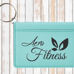 Monogram ID Wallet Llavero. Llavero de la cartera de id del identario, cartera de cadena de cuero personalizada, regalo de negocios personalizado, titular de identificación