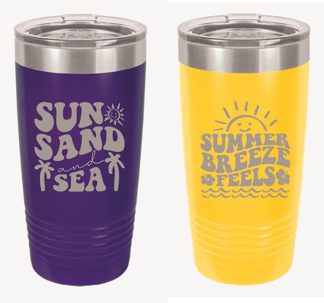 Beach Vacation Laser Engraved Travel Mugs, 18 Colors, 20 Oz. Polar