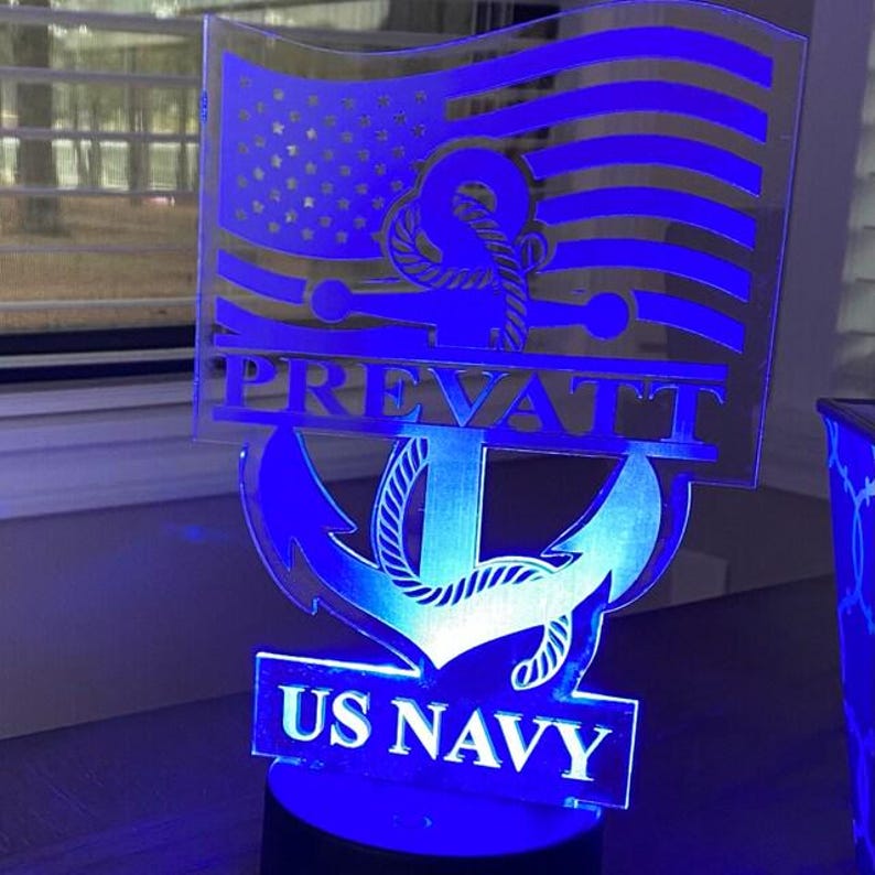 Deployment navy light, Sailor Light, Navy LED Light, Child's Personalized Acrylic LED Night Light, Custom LED Light - includes free coaster. image 5