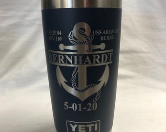 Navy PIR, Navy Graduation gift, YETI Tumbler | 20oz Rambler | Laser Engraved Custom YETI Cup | Custom Engraved Tumbler | Insulated Travel