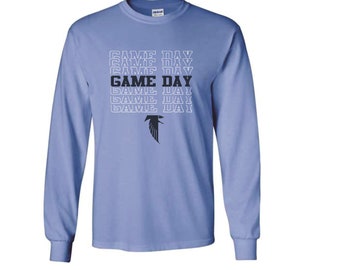 Game Day Falcons Columbia Blue Long Sleeve Football Gildan Ultra Cotton T-Shirt (Pickup Only)
