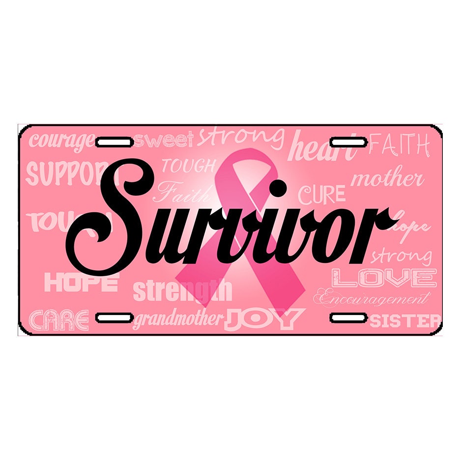 Survivor Pink Ribbon Breast Cancer Awareness License Plate Etsy