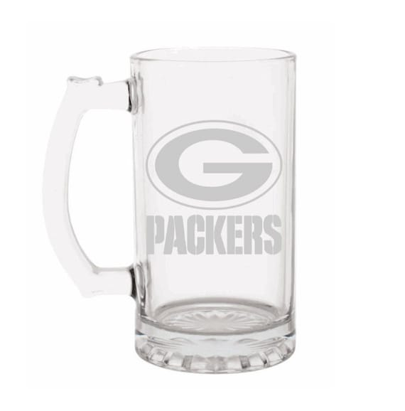 Green Bay Packers Engraved Beer Mug, Packers gift, Beer Mug, 16 or 26oz Engraved Beer Mug, Etched Beer Mug. Gift for Packer Fan "with name"