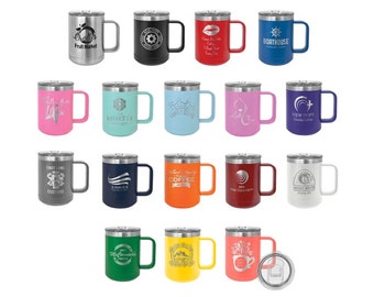 Personalized, Custom Laser Engraved Coffee Mug, Personalized Travel Mug, Father's Day gift, Polar Camel 15 oz.Many Colors
