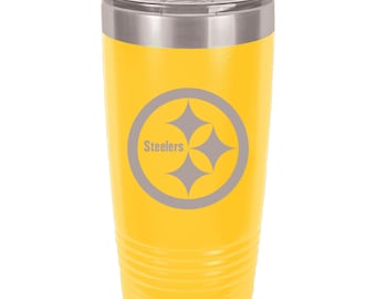 Pittsburgh Steelers Engraved Mug, Steelers gift - Laser Engraved Travel Mugs, 20 oz. Insulated Stainless Steel - Can be Personalized