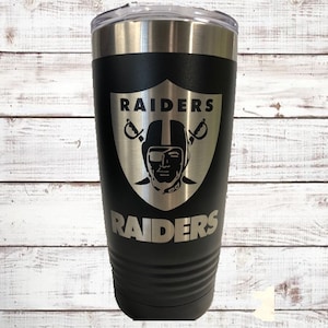 NFL Las Vegas Raiders Engraved Mug, Raiders gift - Laser Engraved Travel Mugs, 20 oz. Insulated Stainless Steel