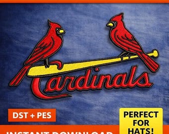 Archivo de bordado de bate de los Cardinals DST PES, diseño de bordado para gorra, archivo de bordado para gorras, bordado de gorra de camionero, descarga instantánea 4 x 2.4 pulgadas.