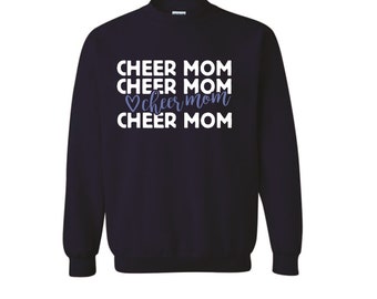 Navy Dark Blue Cheer Mom - Cotton Fleece Crew - (Pickup Only)