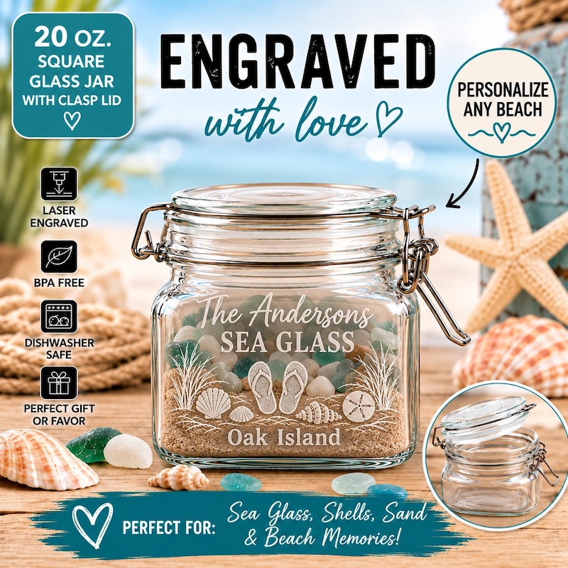 Se Shell Jar Glass Jar Beach Theme - Etsy