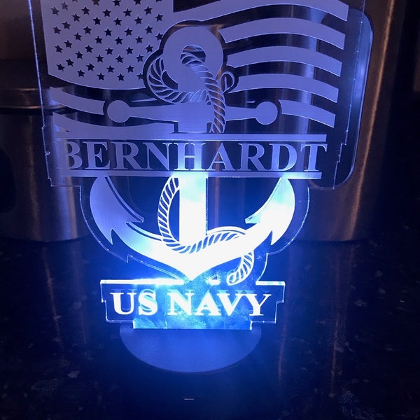 Deployment navy light, Sailor Light, Navy LED Light, Child's Personalized Acrylic LED Night Light, Custom LED Light