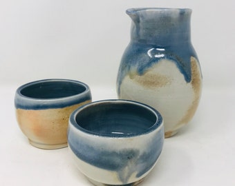 Wood fired 5.5" Sakes Bottle and Cup Set