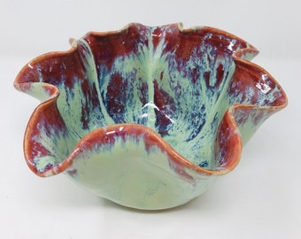 Hand Painted Wheel Thrown and Altered Sculptural Bowl