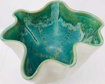 Hand Painted Wheel Thrown and Altered Sculptural Bowl